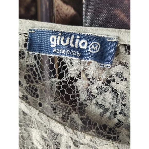 GIULIA Women's Long Sleeve Lace Trim Neckline Silk Overlay Butterfly Blouse sz M - Picture 4 of 9